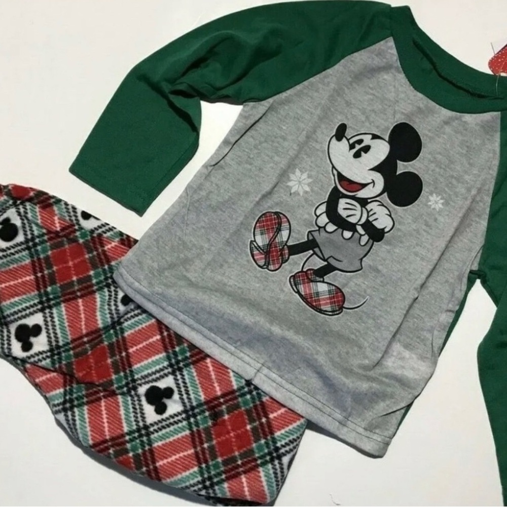 Boy’s Size 4T Disney Mickey Mouse Winter Plaid Fleece Pants Christmas Pajamas PJ